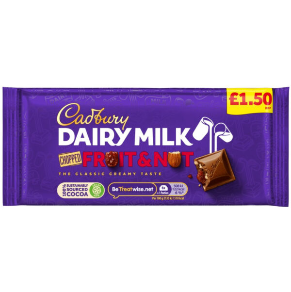 Cadbury Dairy Milk Fruit and Nut Chocolate Bar 120g