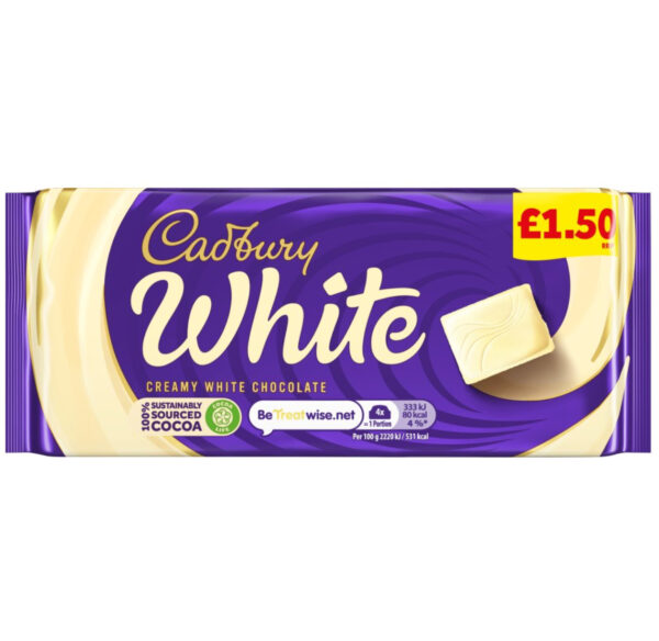 Cadbury White Chocolate Bar 90g