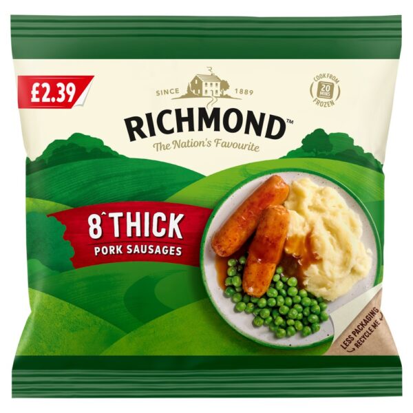 Richmond 8 Thick Pork Sausages 344g