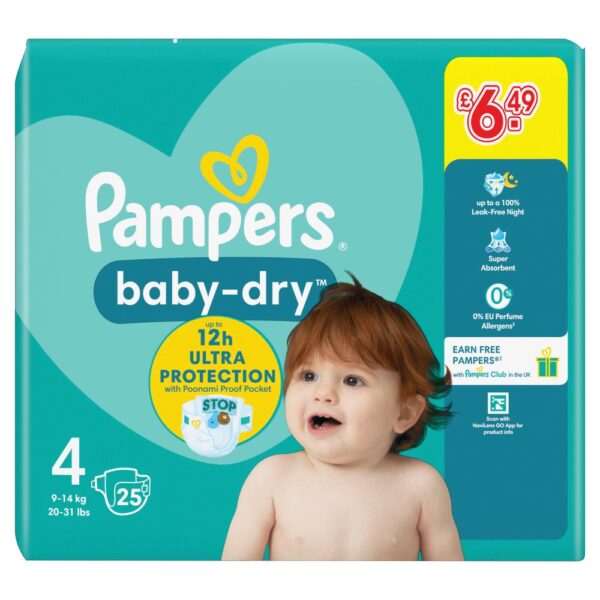 Pampers Baby-Dry Size 4, 25 Nappies