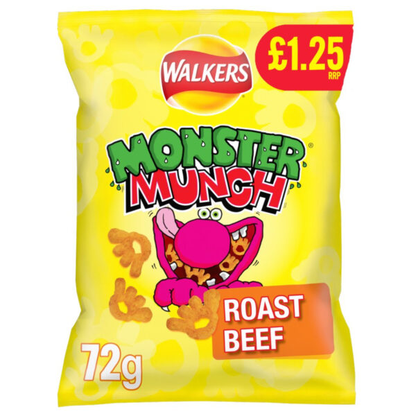 Walkers Monster Munch Roast Beef Snacks Crisps 72g